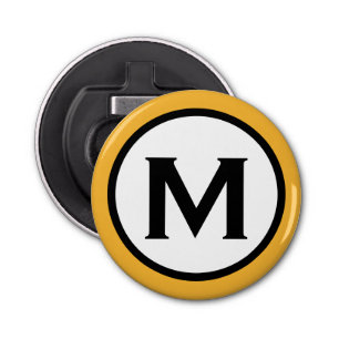 Modern Trendy Mustard Yellow Monogram Bottle Opener
