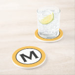 Modern Trendy Mustard Yellow Monogram Coaster<br><div class="desc">Modern monogram initial design features a trendy bright mustard yellow design with a black and white monogram medallion in classic block typography for a cool,  unique yet simple stylish look.</div>