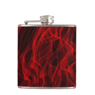 Modern Trendy Neon Red Curvy Line Abstract Pattern Hip Flask