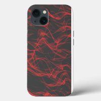 Modern Trendy Neon Red Curvy Line Abstract Pattern