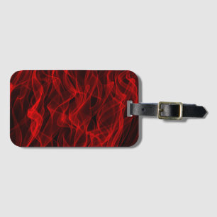 Modern Trendy Neon Red Curvy Line Abstract Pattern Luggage Tag