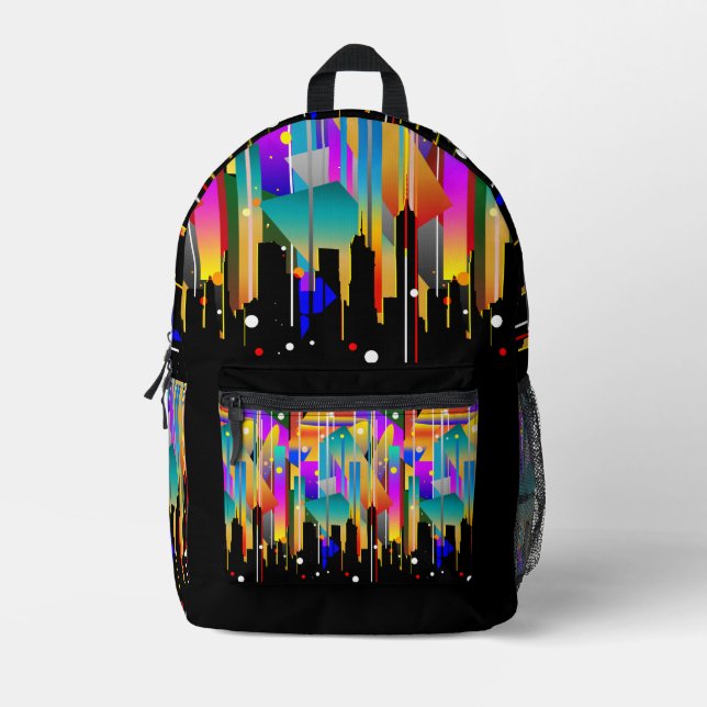 Modern Trendy New York City Colourful Abstract Printed Backpack (Front)