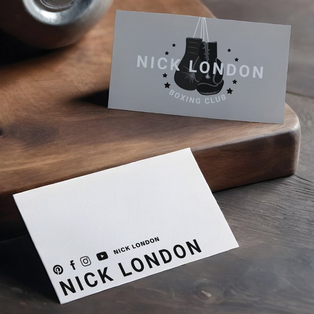 Modern & Trendy Online Black Boxing Gloves Club Business Card (Modern & Trendy Online Black Boxing Gloves Club Business Card)