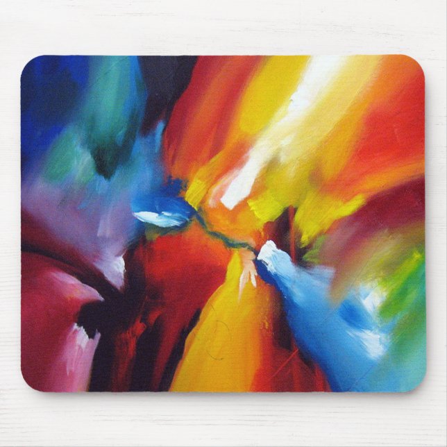 Modern Trendy Painting Red Blue Yellow Green Mouse Pad (Front)
