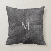 Modern trendy patchwork dark grey leather monogram