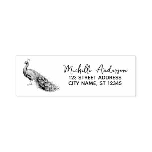 Modern Trendy Peacock Return Address Self-inking Stamp