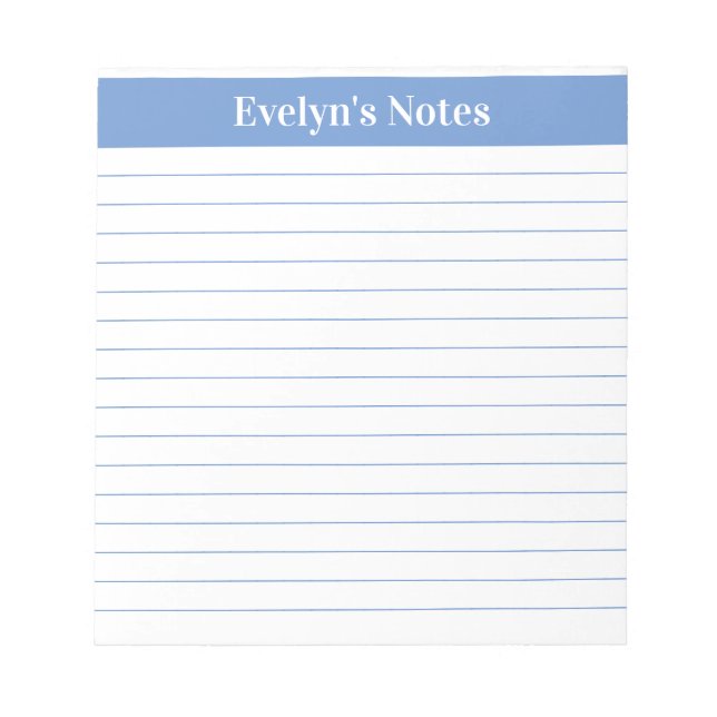 Modern Trendy Periwinkle Blue Script Large Print Notepad (Front)