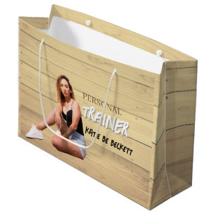 Modern Trendy Personal Fitness Trainer Photo Large Gift Bag