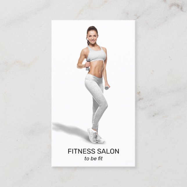 Modern Trendy Personal Trainer Fitness Photo Business Card (Front)