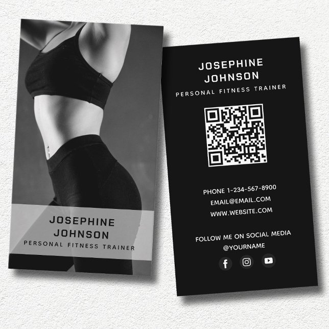Modern Trendy Personal Trainer Fitness Photo  Business Card (Modern Trendy Personal Trainer Fitness Photo Business Card)
