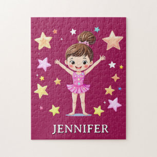Modern Trendy Personalised Gymnastics Gymnast Jigsaw Puzzle