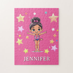 Modern Trendy Personalised Gymnastics Gymnast Jigsaw Puzzle