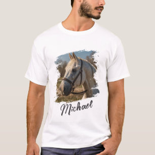 Modern Trendy Personalised Horse Photo and Text    T-Shirt