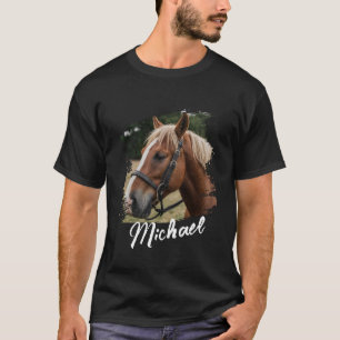 Modern Trendy Personalised Horse Photo and Text    T-Shirt