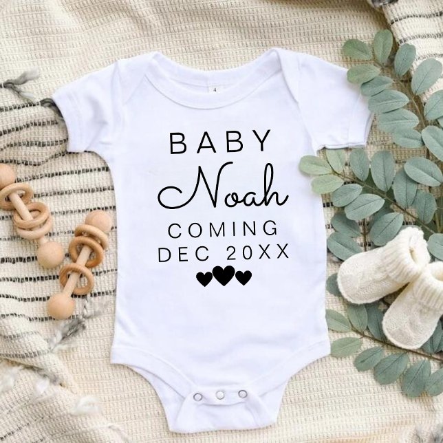 Modern Trendy Personalised Last Name Announcement Baby Bodysuit (Creator Uploaded)