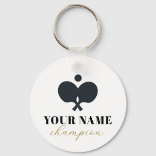 Modern Trendy Personalised Name Ping Pong Ball     Key Ring