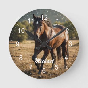 Modern Trendy Personalised Photo Horse Lover  Round Clock