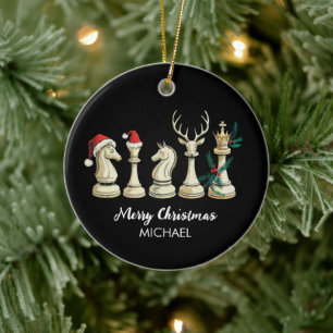 Modern Trendy Personalized Chess Pieces Christmas  Ceramic Tree Decoration