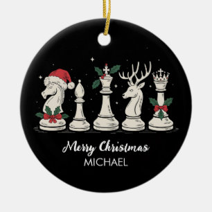 Modern Trendy Personalized Chess Pieces Christmas  Ceramic Tree Decoration