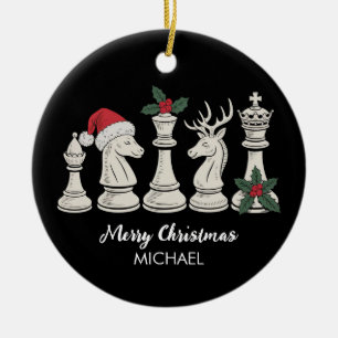 Modern Trendy Personalized Chess Pieces Christmas Ceramic Tree Decoration