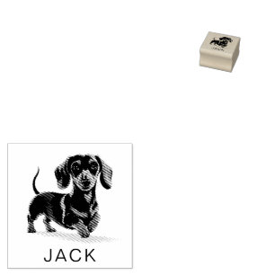 Modern Trendy Personalized Dachshund  Rubber Stamp