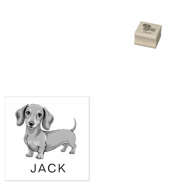 Modern Trendy Personalized Dachshund  Rubber Stamp (Stamped)