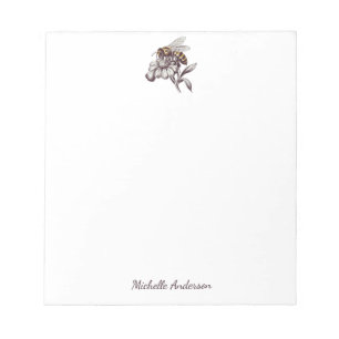 Modern Trendy Personalized Honey Bee Vintage       Notepad