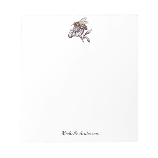 Modern Trendy Personalized Honey Bee Vintage       Notepad (Front)
