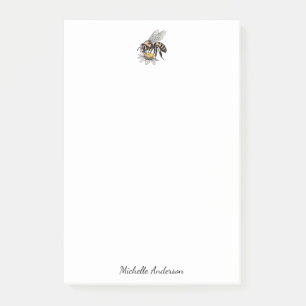 Modern Trendy Personalized Honey Bee Vintage Post-it Notes