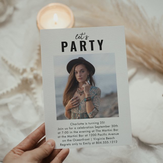 Modern Trendy Photo Birthday Party Invitation  (Creator Uploaded)