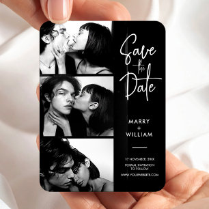 Modern trendy photo booth script save the date magnet