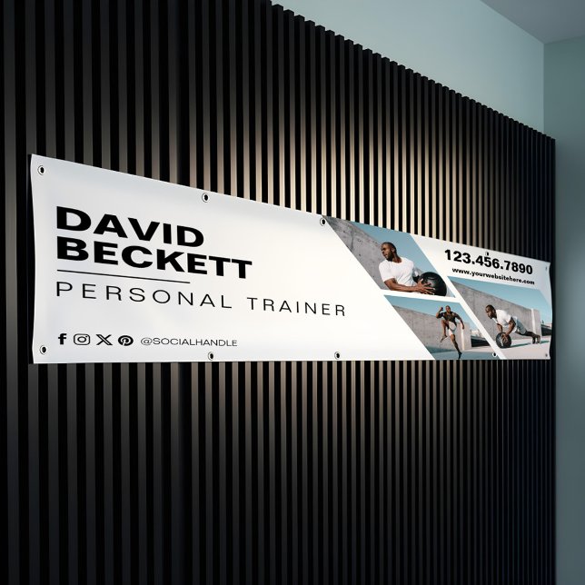 Modern Trendy Photo Collage Fitness Trainer Brand Banner (Modern Trendy Photo Collage Fitness Trainer Brand Banner)