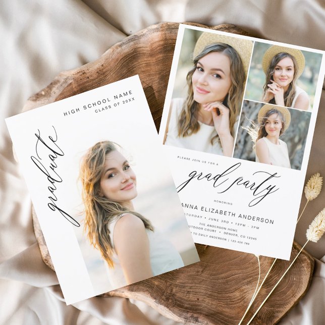 Modern Trendy Photo Graduation Party Invitation (Creator Uploaded)