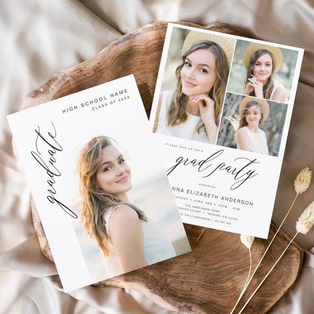Modern Trendy Photo Graduation Party Invitation (Creator Uploaded)