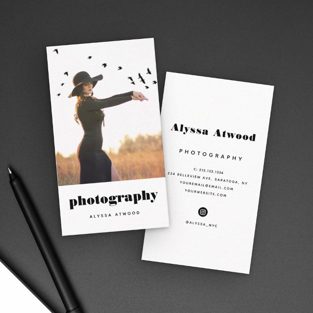 Modern Trendy Photography Fashion Typography Business Card (Creator Uploaded)