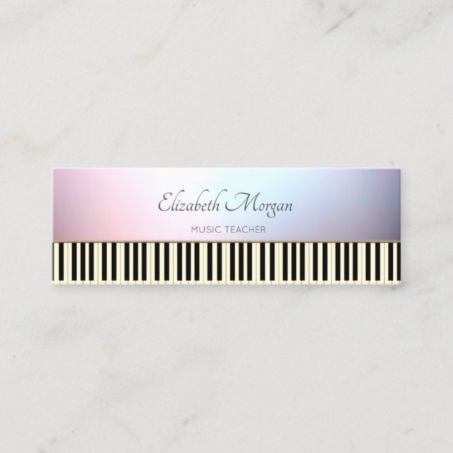 Modern, Trendy ,Piano Keys, Music Teacher Mini Business Card (Front)