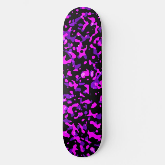 Modern Trendy Pink and Purple Camouflage Pattern Skateboard (Front)