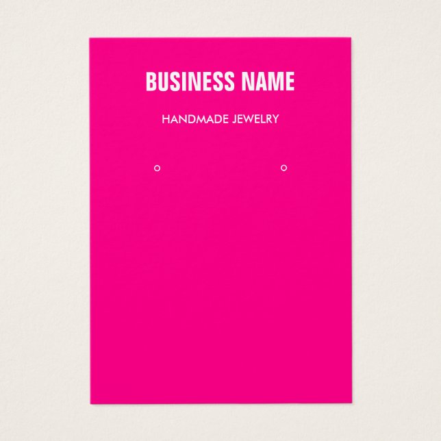 Modern trendy pink jewellery earring display card (Front)