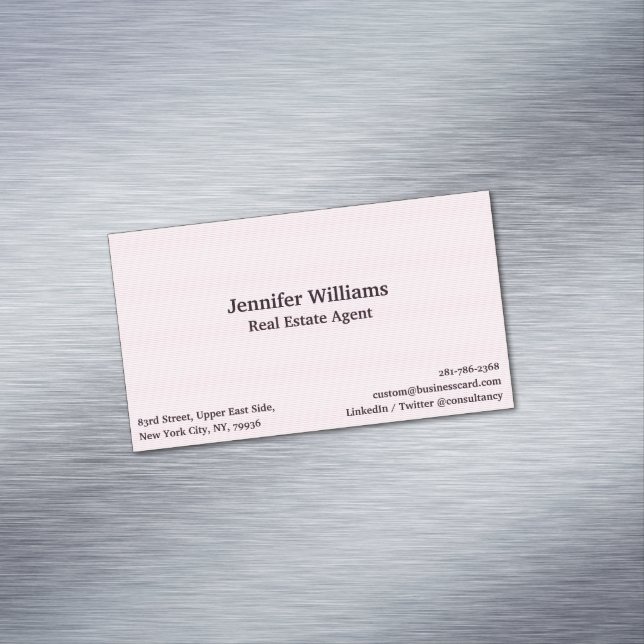 Modern Trendy Pink Lines Elegant Professional Chic Magnetic Business Card (In Situ)