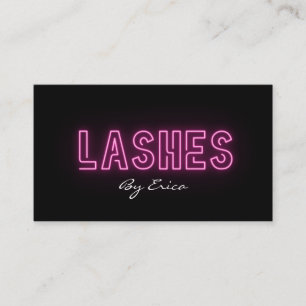 Modern Trendy Pink Neon Lashes Beauty Business Card