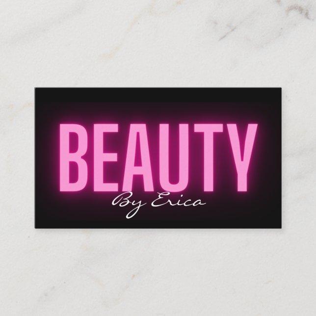 Modern Trendy Pink Neon Lashes Beauty Makeup Busin Business Card (Front)