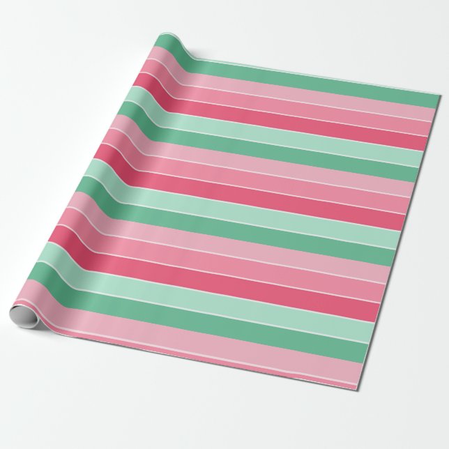 Modern Trendy Pink Red Green Elegant Colourful Wrapping Paper (Unrolled)