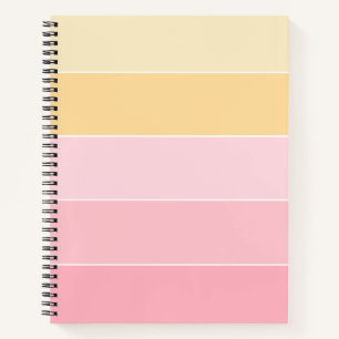 Modern Trendy Pink Vanilla Yellow White Striped Notebook