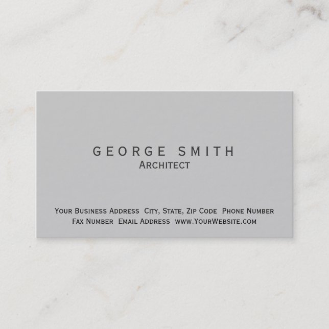Modern Trendy Plain Architect Business Card (Front)