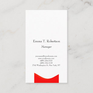 Modern trendy plain simple minimalist red white business card