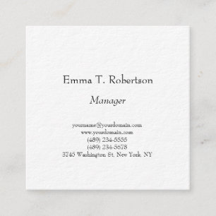 Modern trendy plain simple minimalist thick square square business card