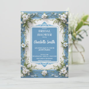 Modern trendy Porcelain chinoiserie bridal shower Invitation