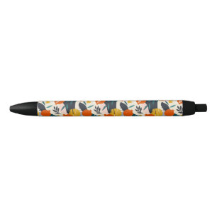 Modern Trendy Preppy Chic Apricot and Leaves Black Ink Pen