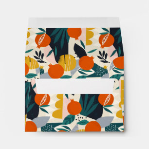 Modern Trendy Preppy Chic Apricot and Leaves Envelope