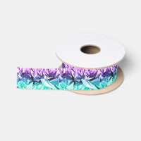 Modern Trendy Purple and Teal Fractal Geo